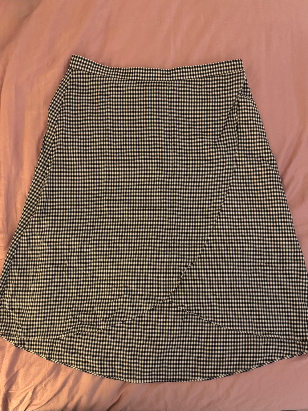 LOFT Black & White Gingham Faux Wrap A-Line Skirt 🖤🤍